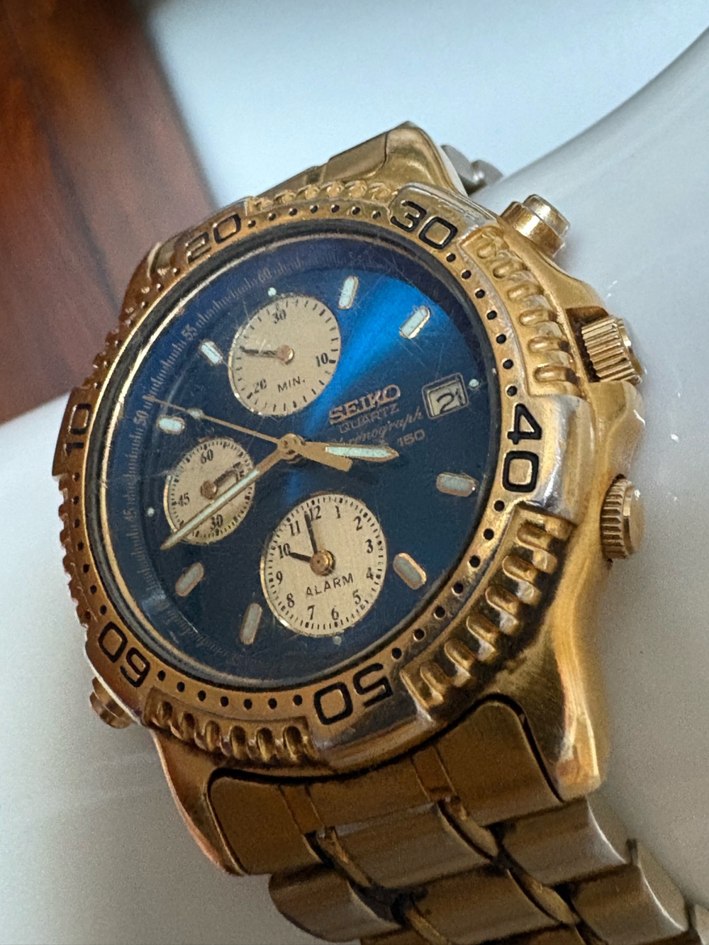 Seiko Sports 150 Chronograph 7T32-6C09 Quartz Alarm Vintage Japan Wrist WatchUp - Picture 5 of 13